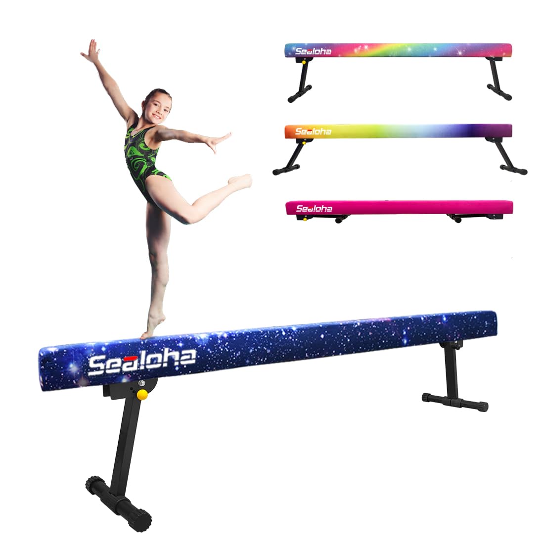 8ft Ultrasimple Adjustable&Foldable Balance Beam,High-Low Floor Beam Suede Gymnastics Equipment,No Tool Require, Gymnastics Beam for Training&Professional HomeTraining
