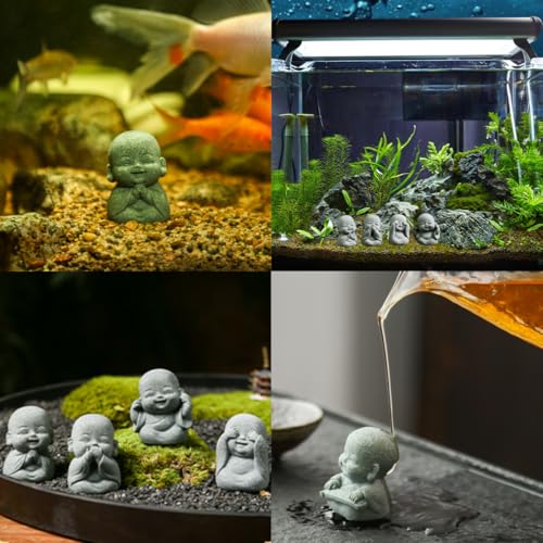 Set de 4 estatuas buda de risa pequeñas para decoración miniatura 6