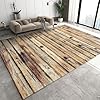 Distressed wood plank texture print area rug vintage barn door indoor rug noise reduction soundproof with non slip carpet for living room bedroom entrance decor6 x 8ft  urban country home decor