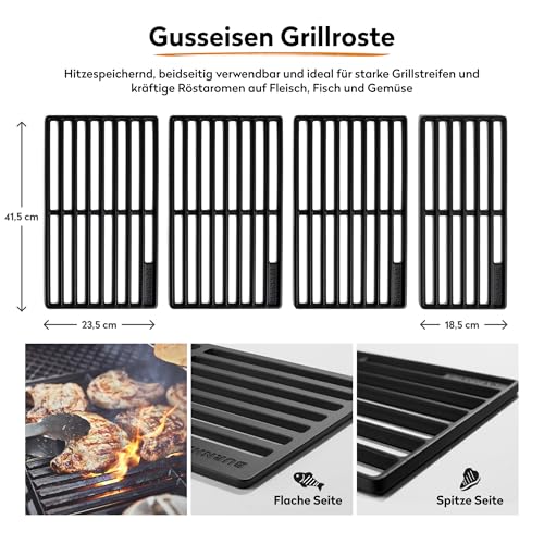 BURNHARD® Gasgrill 6-Brenner inkl. BACKBURNER, 900°C Infrarot-Keramikbrenner, Seitenkochfeld,...