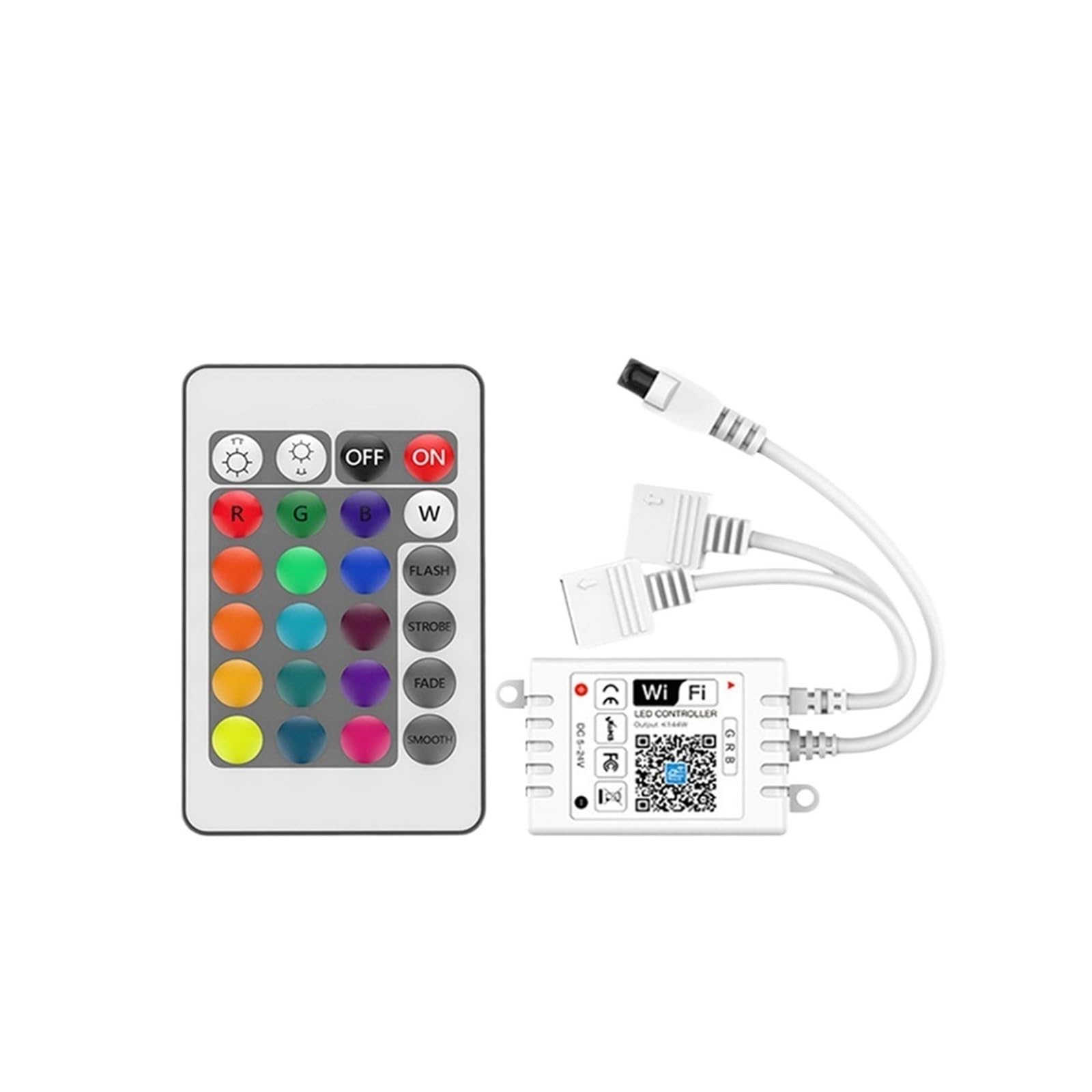 Kontroler do kolorowych taśm świetlnych RGB Wi-Fi z 24 przyciskami wielofunkcyjnymi z podwójną głowicą LED DC12-24V (podwójna głowica WIFI RGB, podwójna głowa)