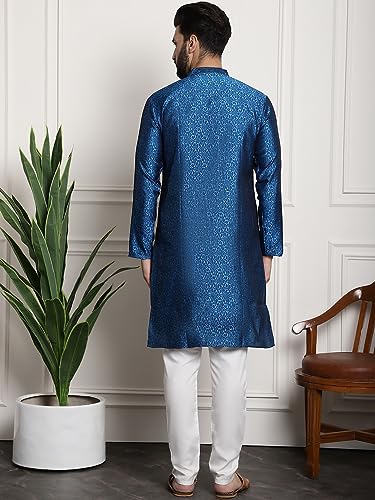 Image of SOJANYA (Since 1958 Men's Silk Blend Self Design Kurta and Churidar Pyjama Set