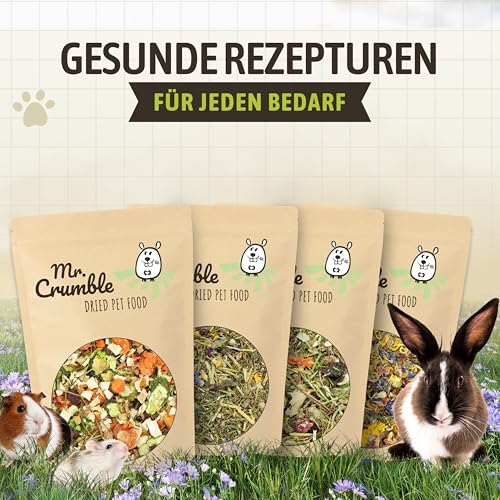 Mr. Crumble Gemüsegarten – Getrocknetes Gemüse mit Kräutern für Kaninchen, Meerschweinchen & Nager – 100 % natürliches Ergänzungsfutter – Ohne Zusätze – Gemüse-Mix 1 kg