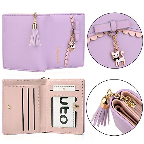 Uto Wallet For Girls Pu Leather Card Holder Organizer Women Small Cute Coin Purse Light Purple #TOP3