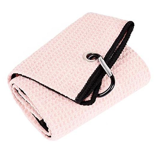Mile High Life Golf Towel | Tri-fold Golf Towel w Carabiner Clip | Microfiber Waffle Pattern Golf Towels | Golf Accessories for Men (Pink/Black Edge)