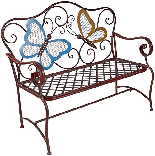 Alpine BVK546 Corporation 114L x 58W cm Outdoor 2-Person Butterfly Garden Bench, Bronze, Medium