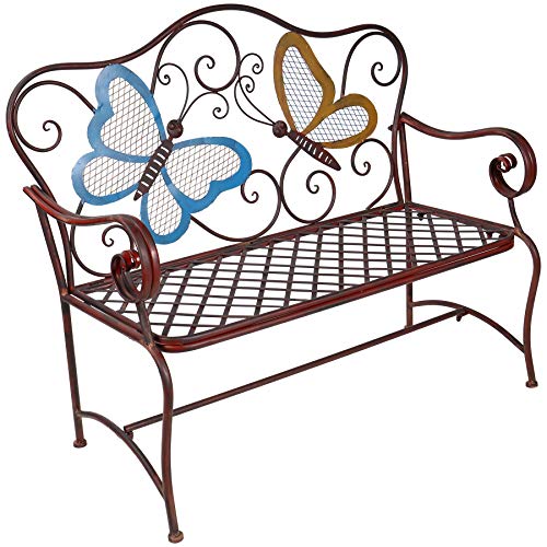 Alpine Corporation Butterfly Bench, 45"L X 23"W X 39"H, Blue,Bronze #TOP6