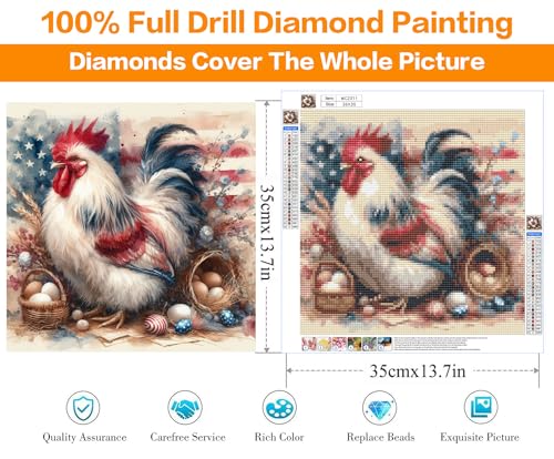 Easter Diamond Art Kits for Adults Chicken Diamond Painting Kit 14x14inch by Generic - Used condition - Image 3