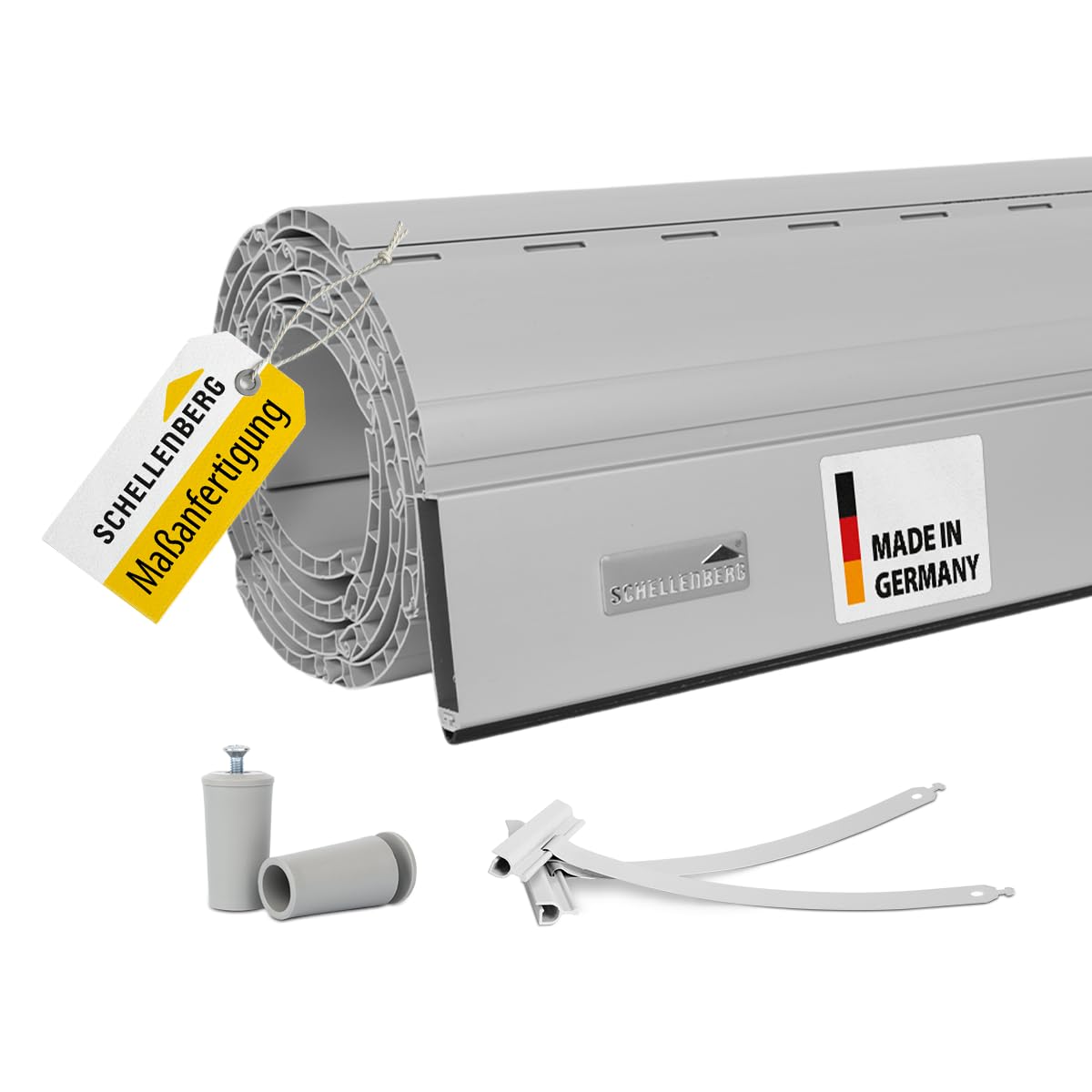 Schellenberg Rolladen Maßanfertigung, PVC Rolladenpanzer, Auswählbar: Breite 50-200 cm, Höhe 100-230 cm, System Maxi, Farben Weiß, Grau