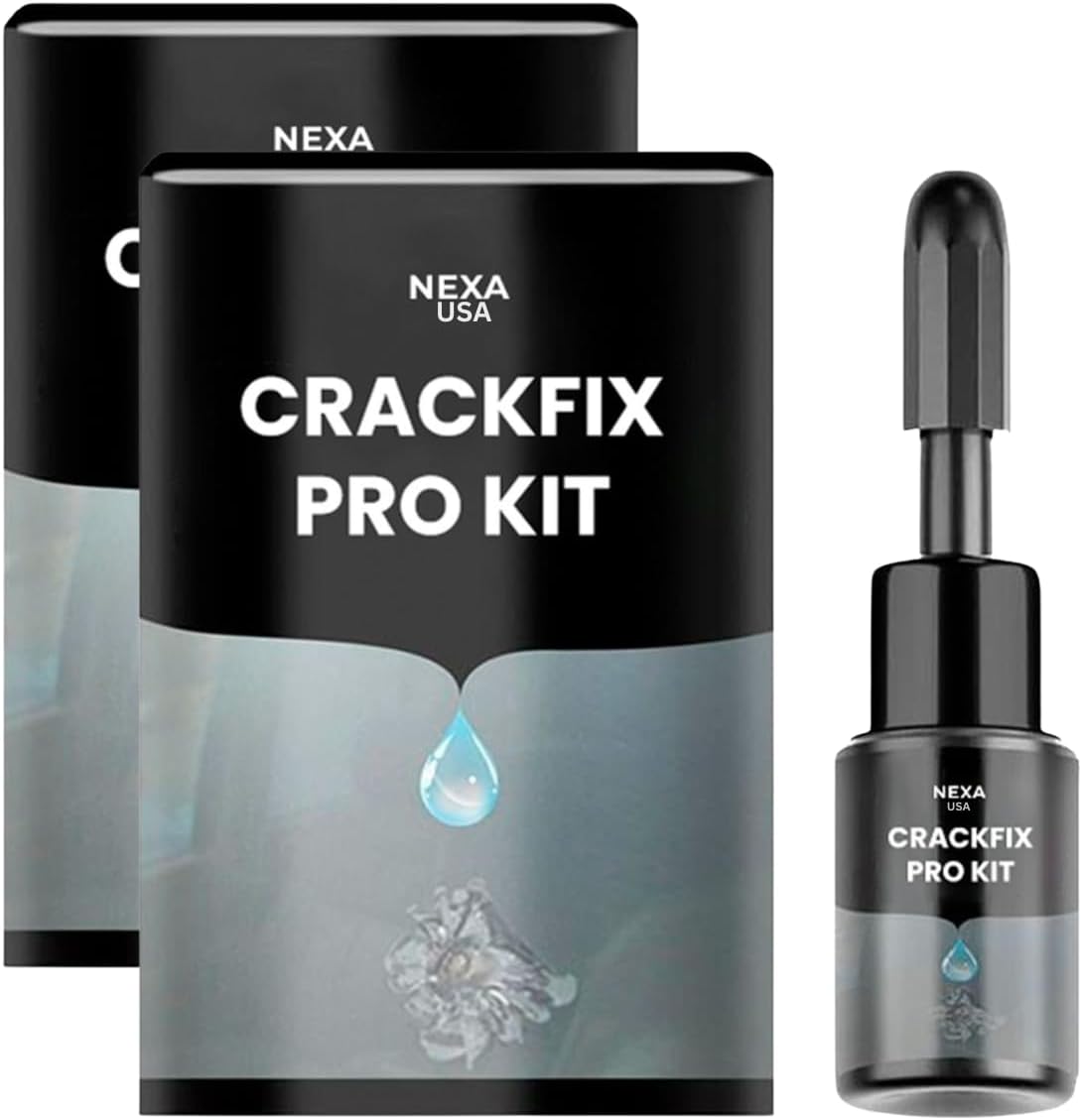 CrackFix Pro Kit – Glass Crack Appearance Kit for Windshields & Household Glass, Resin-Based Crack & Chip Care, Clear Finish, Easy DIY Application (Pack of 2)