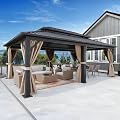DWVO 20x12ft Aluminum Gazebo Hardtop Double Roof Canopy Outdoor Gazebo Galvanized Roof with Netting and Curtain Garden Tent for Patio, Backyard and Deck