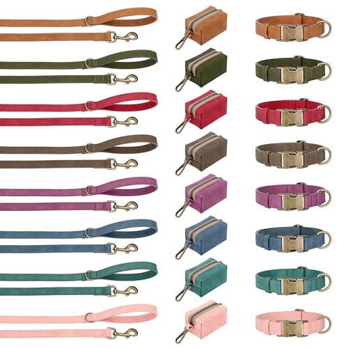 Didog Hundehalsband aus weichem Kunstleder, elegant, mit Schnellverschluss für mittelgroße Hunde, leicht zu reinigen, verstellbares Halsband für den täglichen Spaziergang, braun, Größe M für