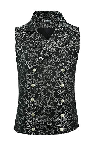 Darkrock Stylish Mens Damask Tapestry Double-breasted Vest Waistcoat Gothic Aristocrat Steampunk Victorian Vest2