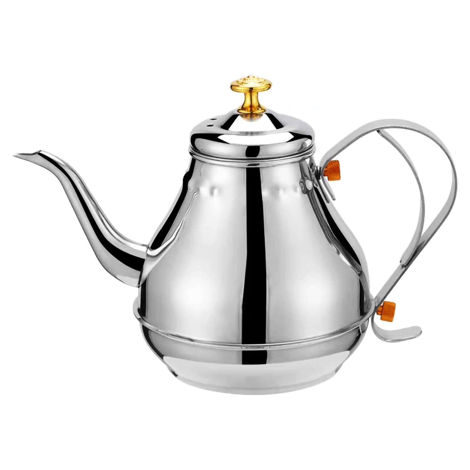 Bouilloire à col de cygne grande capacité Royal 1200ml en inox argenté avec passoire