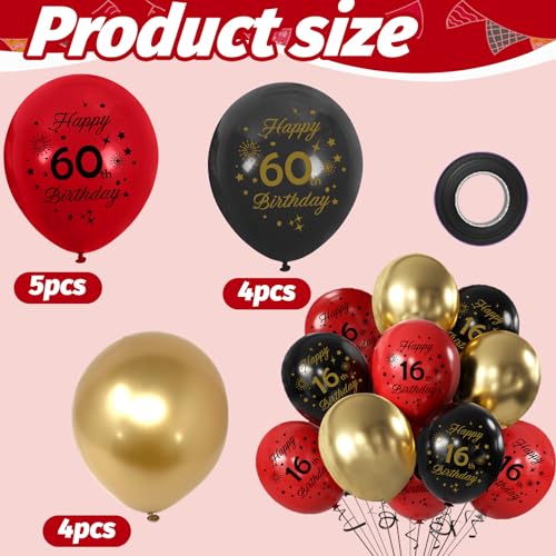 10th Birthday Balloons 12pcs Red Black and Gold Happy 10th Birthday Latex Confetti Balloons Red Black and Gold 10 Year Old Party Balloons for Boys Girls Kids Birthday Graduation Testival Decoration - Image 4