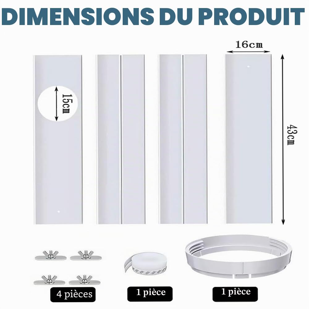 Joint de fenêtre en PVC pour climatisation mobile, 4 pièces, étanchéité, tuyau d'évacuation 150 mm