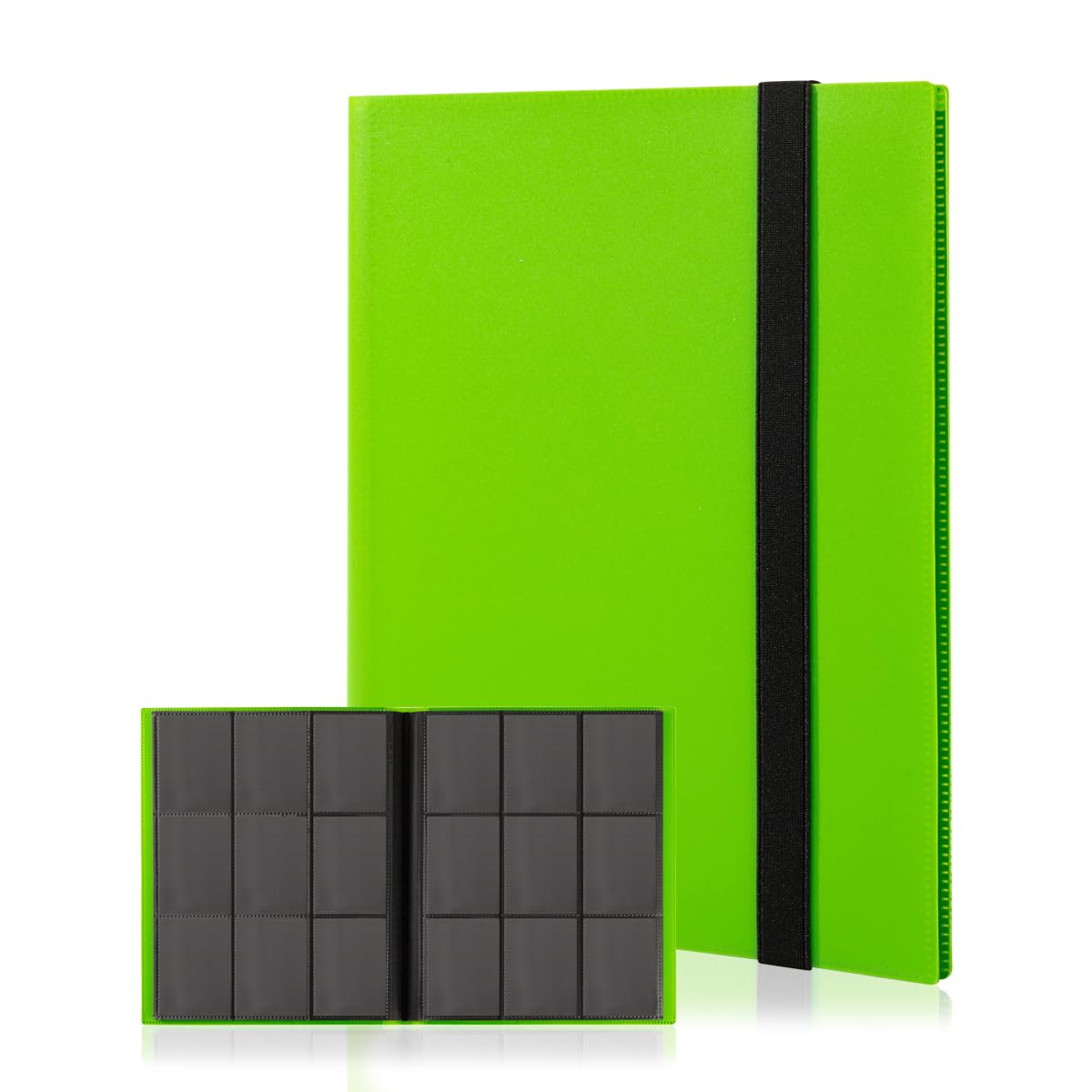 efunkdog Card Binder, 9 Pocket Trading Card Album Folder, 360 Side Loading Pocket Binder for TCG, Sport Cards (Green)