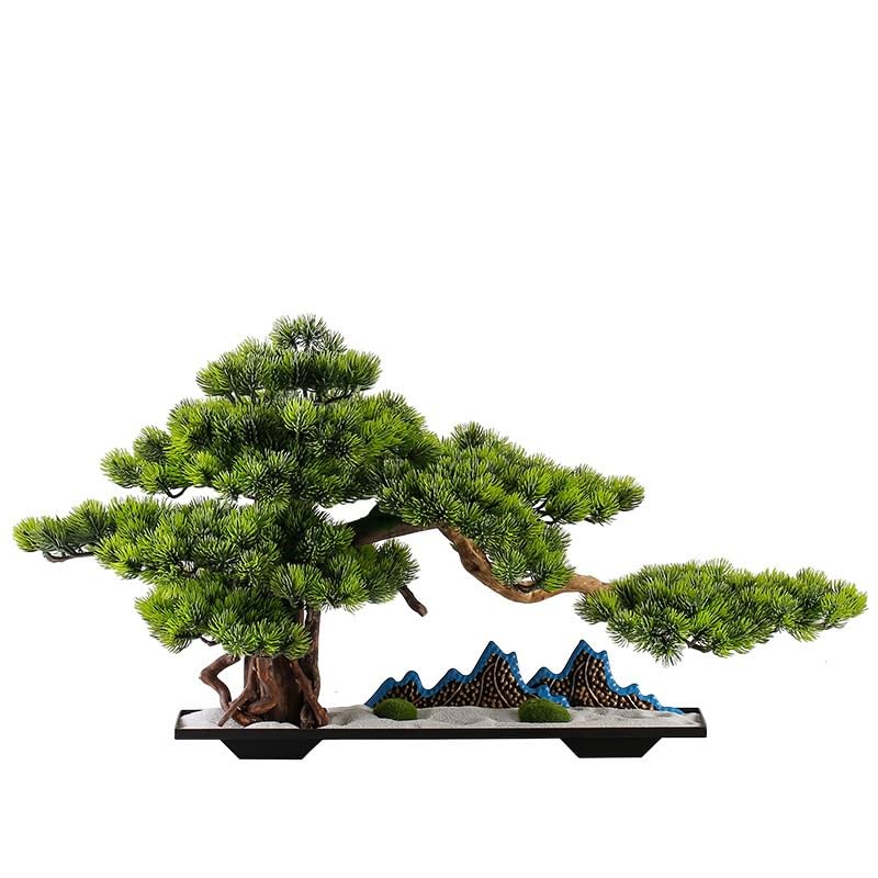 Ornements zen chinois et bonsaï de pin artificiel pour salon relaxant