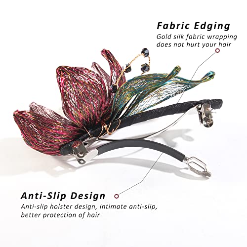 Mistofu Diy Copper Wire Metal Hand-Woven High-Level Design Barrettes Elegant Hair Accessories, Gifts For Women Girls（Red Big Flower） #TOP4