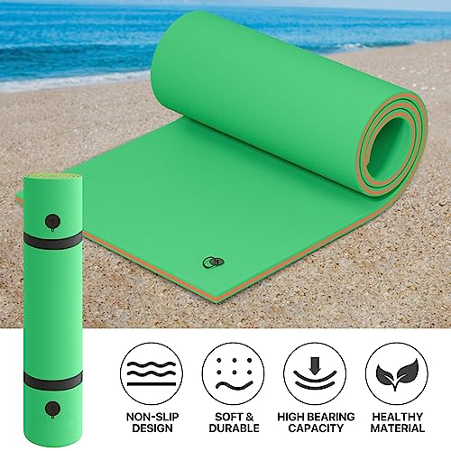 Madog Sport Equipment Madog 12 X 6 Ft Outdoor Floating Water Mat For Adult Beach Lake Ocean Swimming Pool Large Size 3 Layer Tear Resistant Xpe Foam Giant Swim Tanning Float Island Pad Raft Recreation Hammock Lounger Green thumb #6