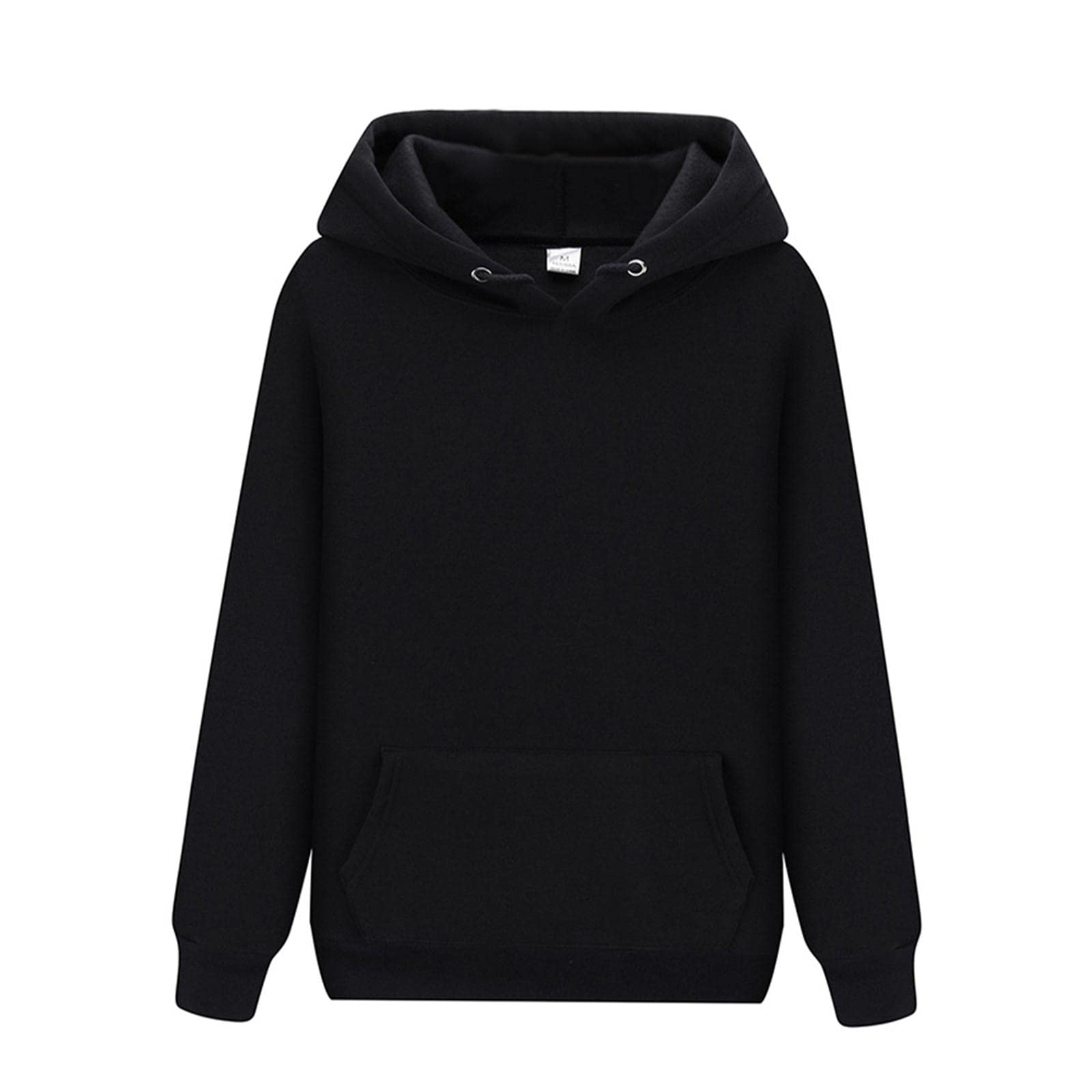 Women Men Hooded Sweatshirt Plain Soft Long Sleeve Loose Pullover Hoodies Black S-image-41