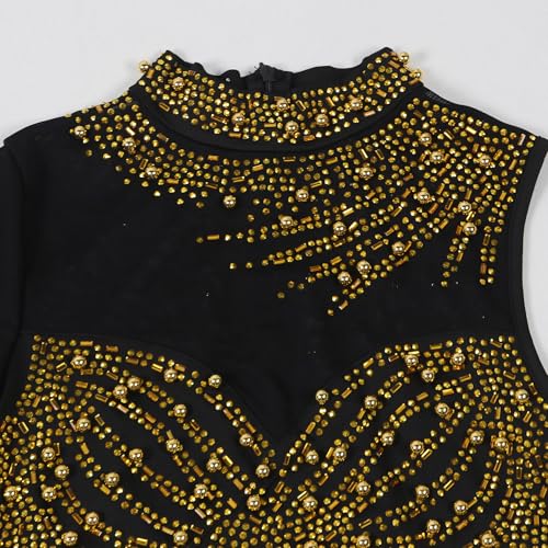 Image of PORRCEY Women's Sexy Elegant Rhinestone Bodycon Dress Hot Drilling Clubwear