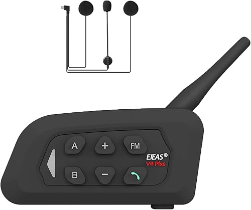 Vista 4 de MIMIRACLE V4 Plus - Casco de motocicleta Bluetooth Intercomunicador, hasta 4 conductores 1500M IP65 impermeable sistema de comunicación de Paquete