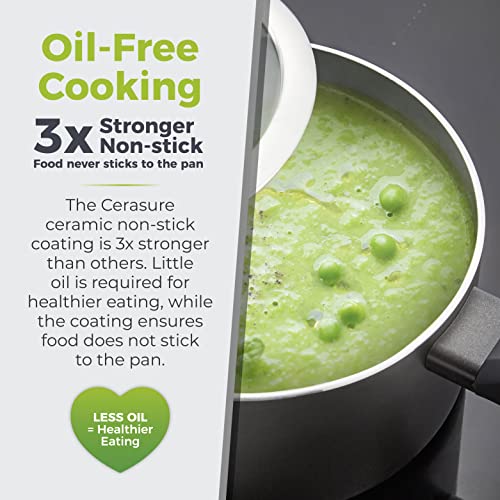 Tower T80358 Cerasure 20cm Saucepan with Non-Stick Coating, Suitable for all Hob Types, Graphite - Image 3