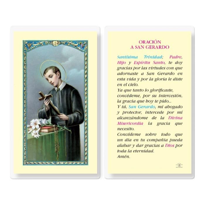 Gifts by Lulee, LLC Oracion a San Gerardo Majella Patron De Las Mujeres Embarazada Tarjeta De Rezo Laminada Bendita Por Su Santidad Francisco