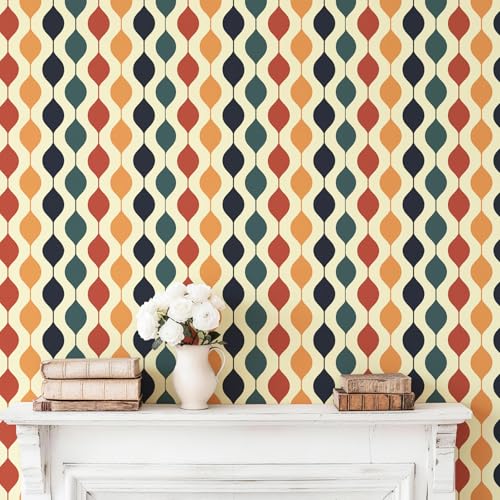 JiffDiff Retro Checkered Wallpaper Peel and Stick 15.7'x 118' Retro Geometric...