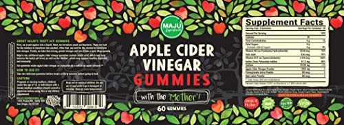 Apple Cider Vinegar Gummies With Mother - Weight Management & Detox - 2X Stronger (1000 Mg) Unfiltered Acv, Gluten-Free, Chewable, Low Sugar Content, Vegan By Maju #TOP7