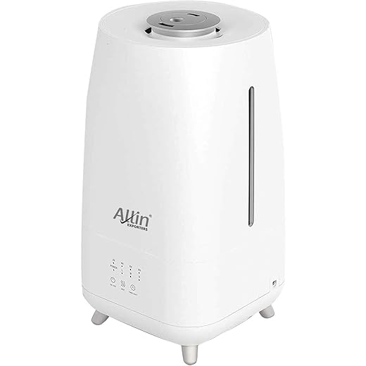 Allin Exporters LH-2029-A Top Fill Ultrasonic Humidifier with Touch Control, Timer & Waterless Auto-Off Adjustable Cool Mist for Cold & Cough Ideal for Home, Bedroom (1 Year Warranty, 3.0L, Silver)