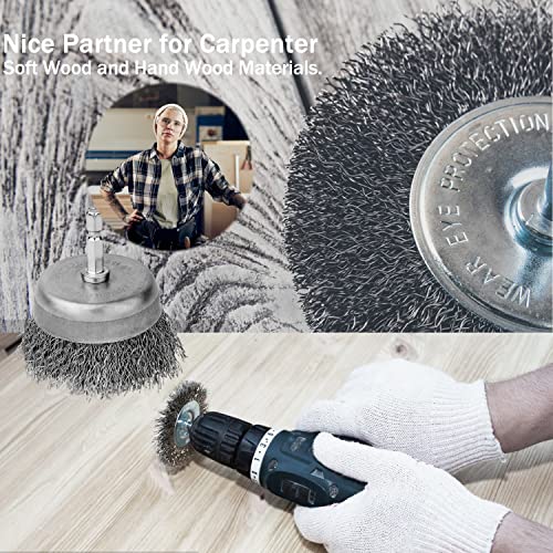 Akonffit Wire Wheel Brush & Crimped Cup Brush Kit For Drill,Carbon Steel Fine Wire Diameter 0.012 Inch,1/4-Inch Shank For Rotary Tool (28 Pack) #TOP2