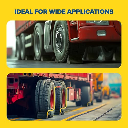 Vergo Industrial Extra Large Wheel Chock 2-Pack - Heavy Duty Molded Rubber XL Wheel Chock for Trucks, Trailers, RVs or Large Freight Equipment - Max Weight Capacity 20 Tons / 40,000 lbs (No Handle)