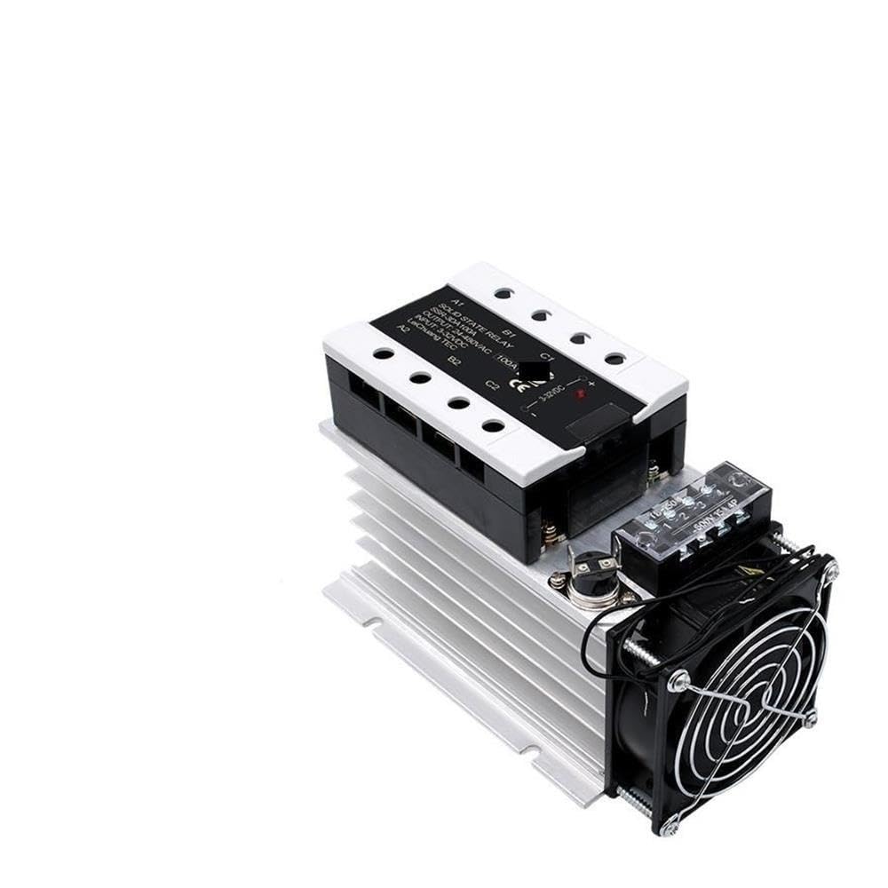 Relè a stato solido trifase SSR 60A 80A 100A Controllo CC Relè on-off CA con radiatore 3-32 V CC 24-480 V CA(100A)