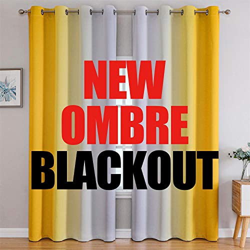 Image of G2000 Blackout Curtains & Drapes for Bedroom Living Room 84 Inches Long Yellow and Greyish White Room Darkening Window Treatments Ombre Thermal Insulated Light Blocking Grommet Backdrop 2 Panels Set