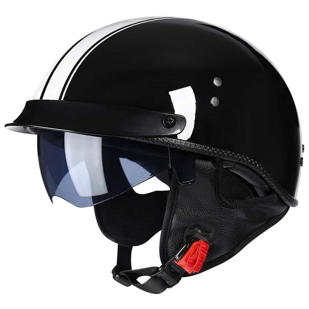 Casques Bols Homologué ECE Casque Moto Vintage Casques Jet avec Visière Casque Mobylette Rétro Demi Casque Moto Vélo Scooter Chopper pour Adultes Homme Et Femme(2,M(57-58cm))