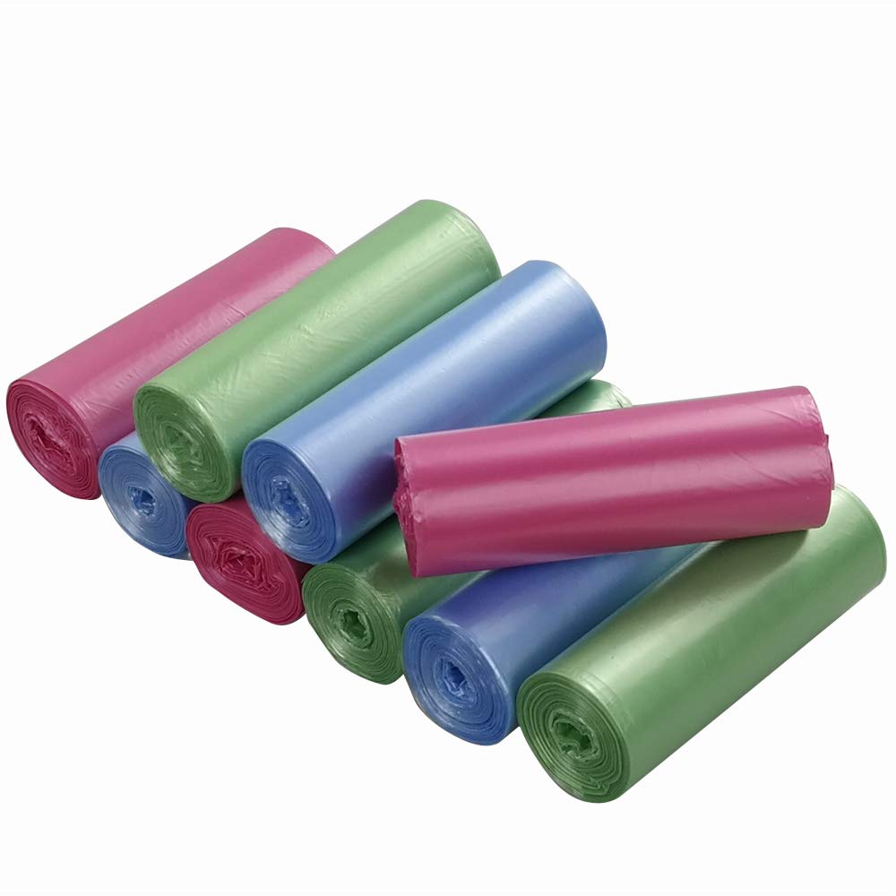 Bolsa de la Basura Sacos de Basura Bolsas de Basura, Color Azul, Verde y Rosa, 25 L, 180 Cuentas