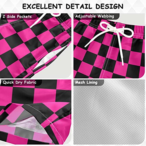 Black Deep Checkerboard Boys Swim Trunks Squares Plaid Toddler Beach Board Shorts Baby Summer Bathing Suit XS3