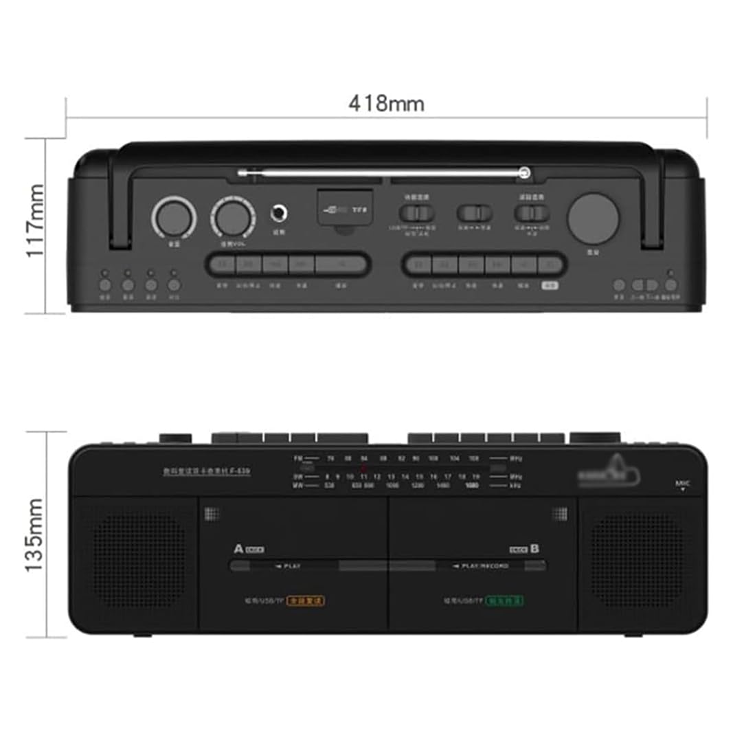 Lettore di Cassette Bluetooth, CD, Boombox, Radio Portatile con AM/FM, registratore a Nastro, Riproduzione MP3, Registrazione con Un clic per Amanti della Musica e Appassionati di Audio