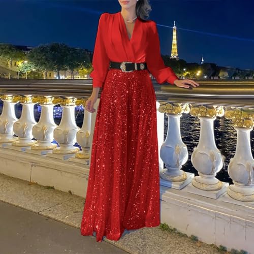 Combinaison paillettes jambe large pour sublimer votre silhouette - 3