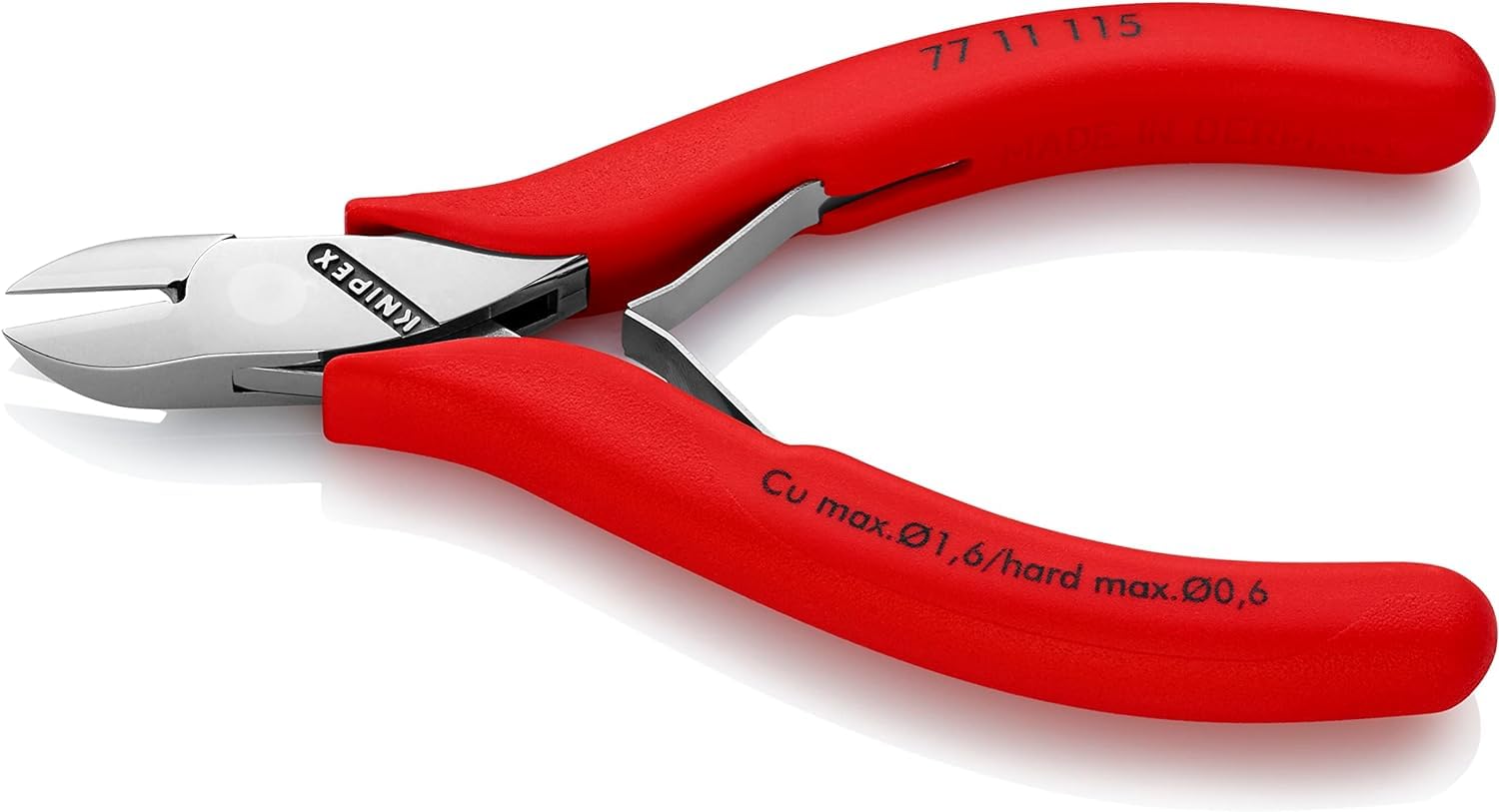 KNIPEX Szczypce tnące boczne dla elektroników ze złączem wsuwkowym z nasadkami z antypoślizgowego tworzywa sztucznego 115 mm, 77 11 115