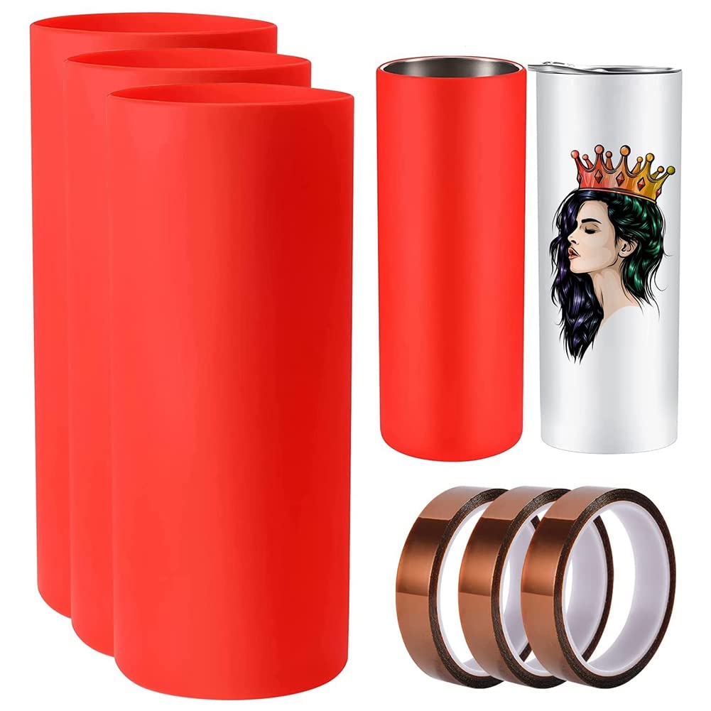 CTRLZS 3 Pcs Silicone Wrap for Sublimation Skinny Tumblers 20Oz Reusable Silicone Wrap Mug Clamp for Full Wrap Tumbler Blank