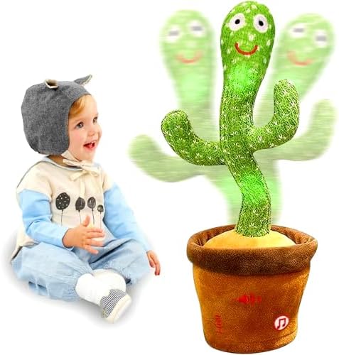 Sprechender Kaktus Spielzeug Tanzend Singend mit LED, Lautstärke für Kinder | Einstellbare Lautstärke, Nachsprechen Wiederholfunktion, Aufnahme, LED-Licht, Geschenk für Kinder & Ba