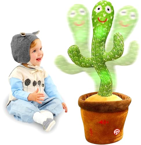 seOSTO Cactus Qui Danse et Répète Jouet Cactus Parlant avec 10 Chansons pour Enfants & Volume Réglable Répétition Vocale, Enregistrement, LED, Cadeau...