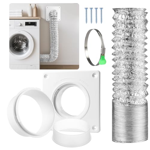 AGPTEK Dryer Vent Hose Connector Kit, 4' Diameter Dryer Duct, 8 ft Long, 7 x 7' Dryer Vent Wall...