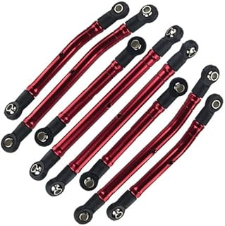 Aluminium 6061-T6 High Clearance Adjustable Links Tie Rod Linkages for Traxxas 1:18 TRX4M Ford Bronco Crawler 97074-1 / TRX4M Land Rover Defender 97054-1 Upgrades - Red