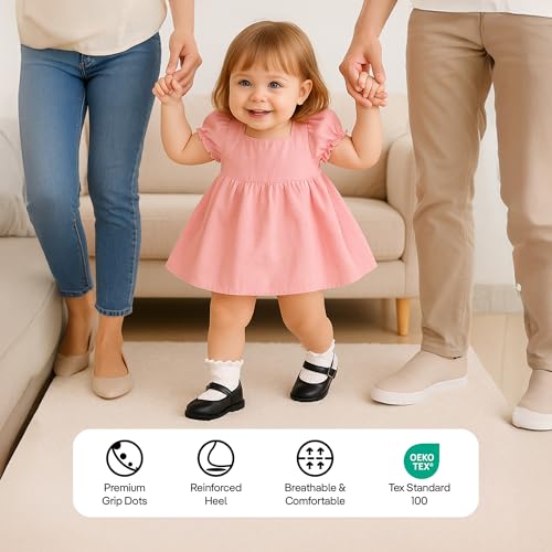 COOLMATE GLOBAL 6 Pairs Toddler Ruffle Socks for Girls Baby Grip Socks Non Slip Cute Grippy Frilly3