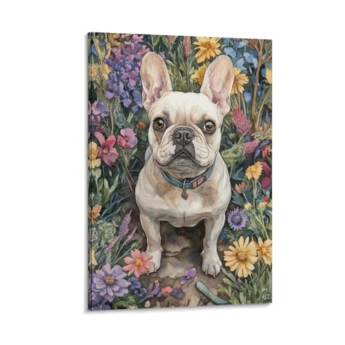 Tableau bouledogue français déco salon moderne 50x75 cm