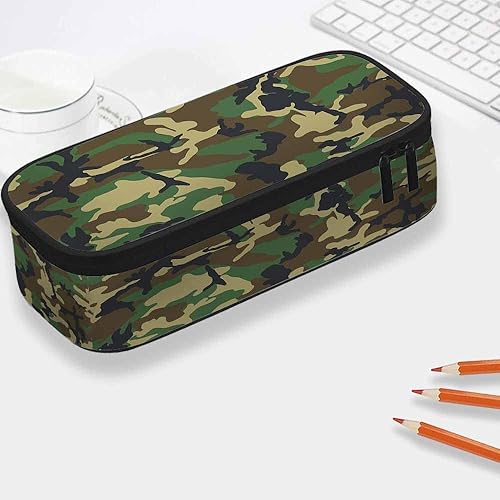 Miniatura 6 de Yekiua Estuche de camuflaje verde camuflaje bolsa de lápiz de gran capacidad bolsa de maquillaje de oficina universitaria
